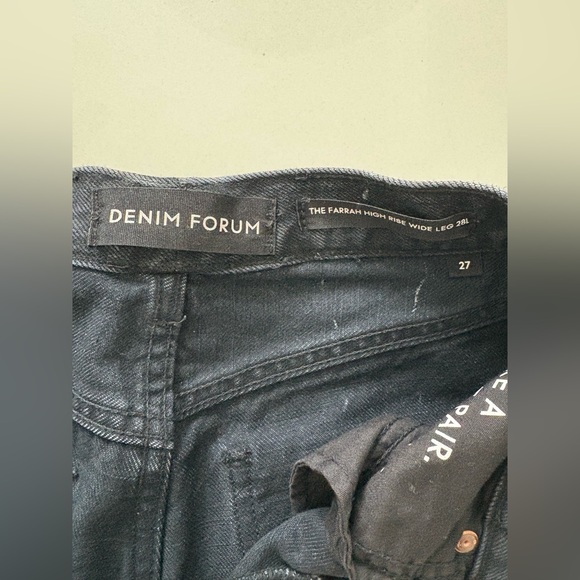 Denim Forum Aritzia Black Farrah Jeans High-Rise Wide-Leg, Size 27, LIKE NEW - Picture 2 of 4